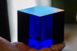 Archimede Seguso Indigo Cube Paperweight