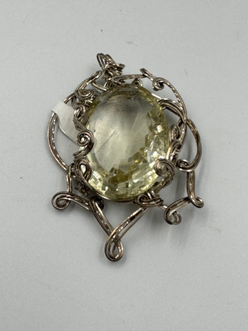 Silver Wire Pendant with 155ct Citrine