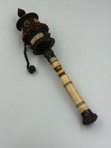 Tibetan Silver & Gemstone Prayer Wheel