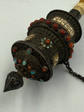 Tibetan Silver & Gemstone Prayer Wheel