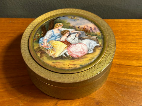 French Enamel Gilt Brass Box