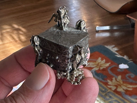 Tiny sterling box with irises