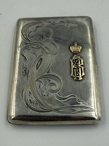 Imperial Russian Silver & Gold Monogram Cigarette Case