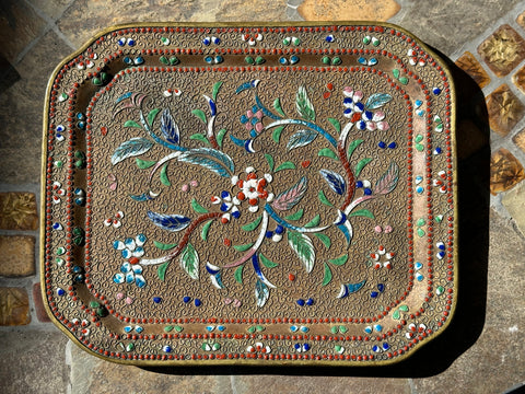 Japanese Cloisonne Floral Tray