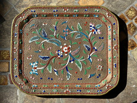 Japanese Cloisonne Floral Tray