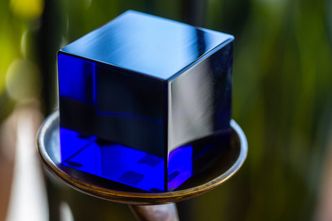 Archimede Seguso Indigo Cube Paperweight