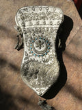 Ottoman Empire Silver thread purse w/ turquoise